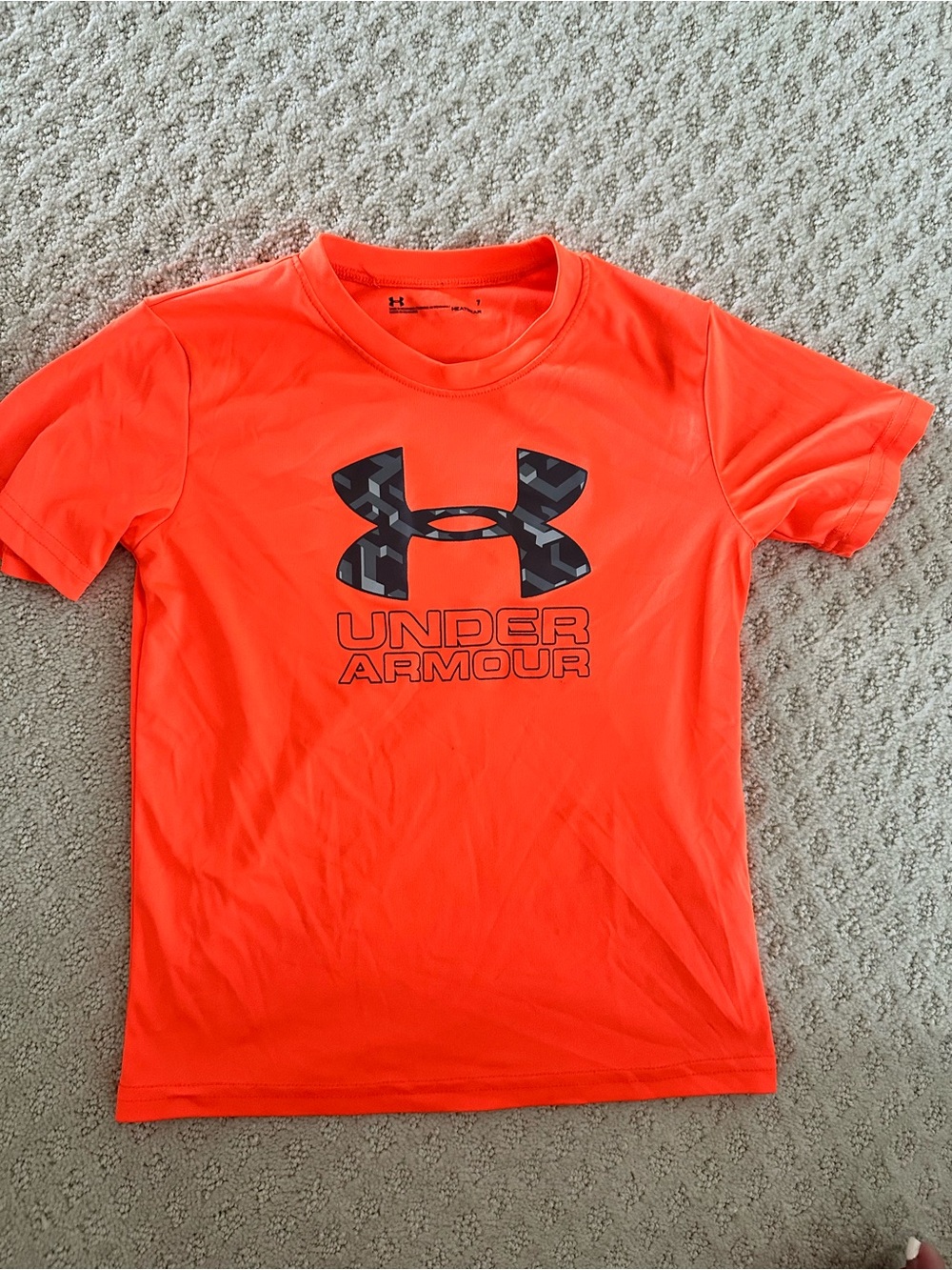 Under Armour Boys HeatGear Short Sleeve Athletic Shirt | Size 7 | Neon Orange